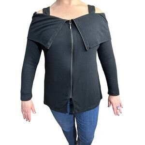 Soft Surroundings | Cold Shoulder Zip Front Blouse | Size Medium